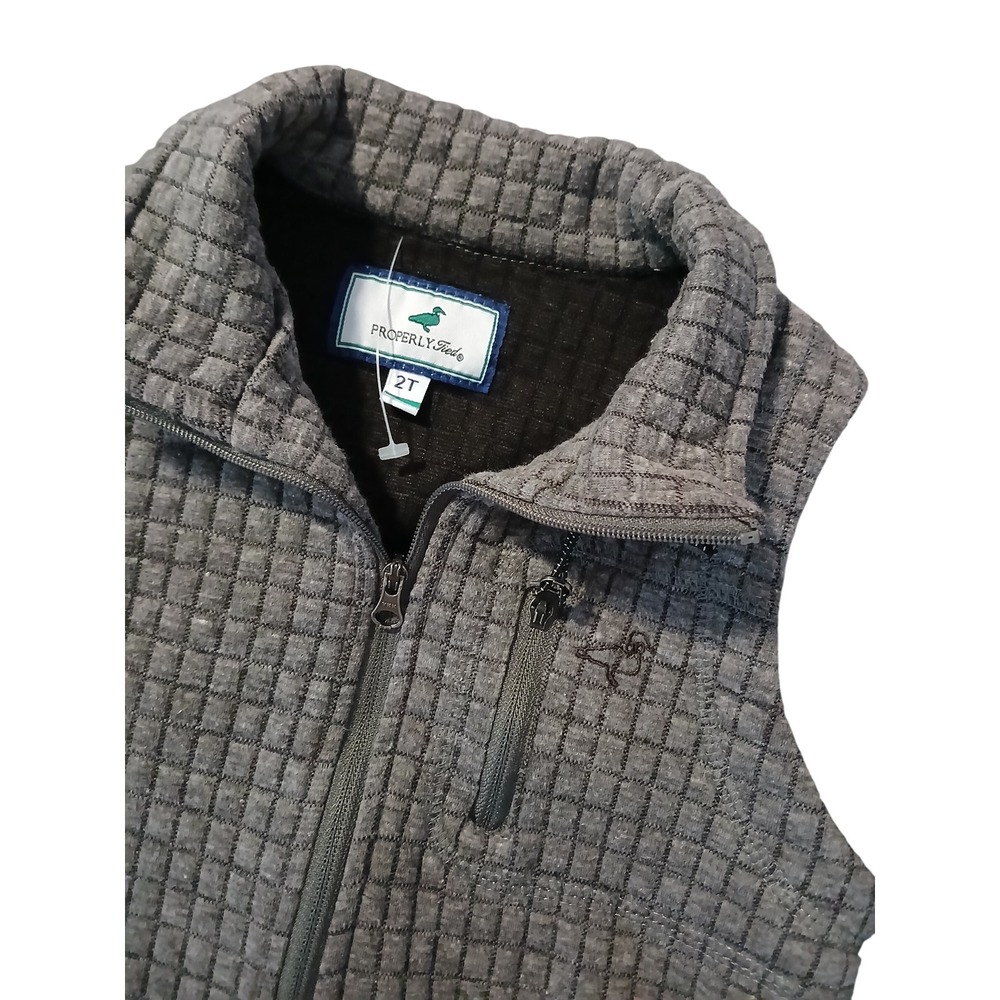 Properly Tied Delta Vest Toddler 2T Gray Quilted Fleece Full Zip Outdoor